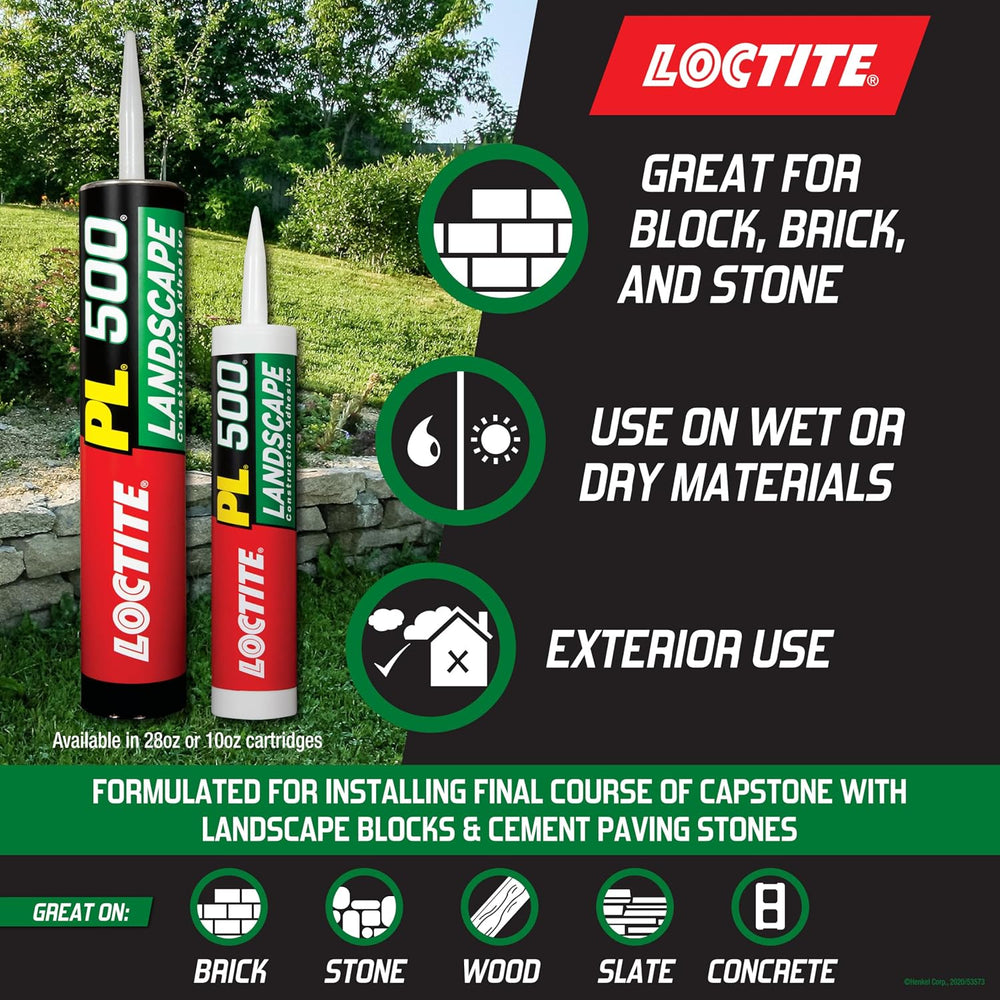Loctite PL 500 Block & Stone Construction Adhesive, Tan, 10 fl oz, 12 Pack