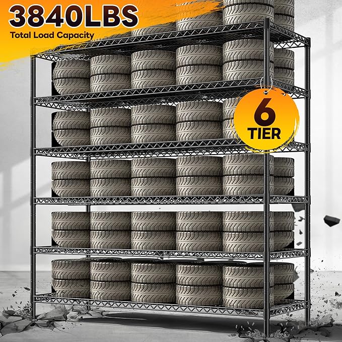 REIBII 83"H Storage Shelves 3840LBS Metal Shelving Unit Garage Shelving ...