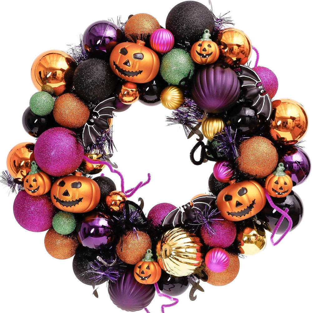 Valery Madelyn Halloween Decorations 20" Pumpkin Wreath for Front Door
