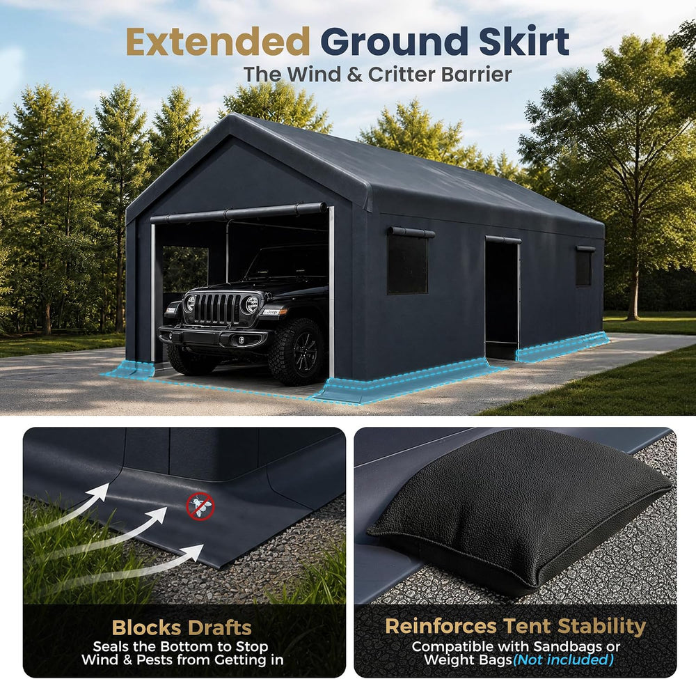 PHI VILLA 13x24ft Portable Garage Carport, Car Tents Storage Shed Canopy