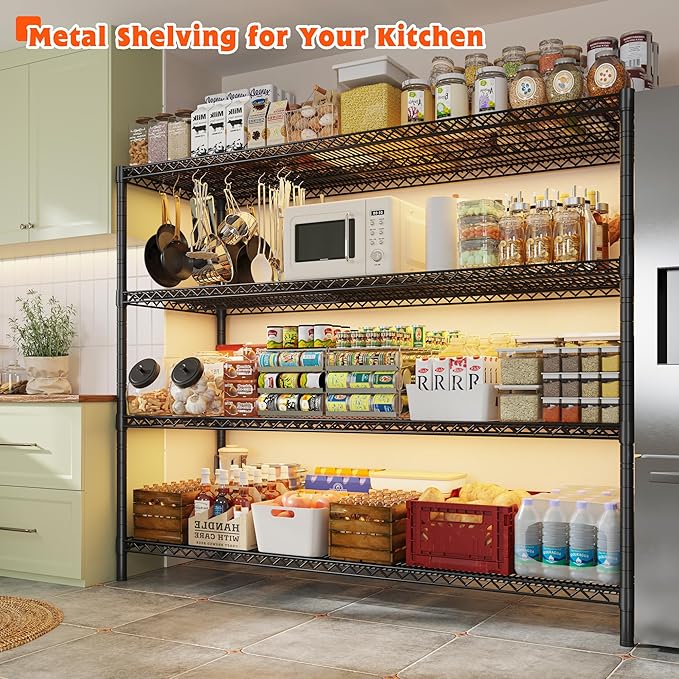 REIBII 60" W ×24" D×65.3" H, 4 Tier Wire Shelving 2878LBS Heav...