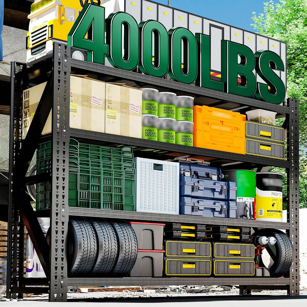 4-Tier Heavy Duty Garage Shelving,Industrial Shelving for Home & Business...