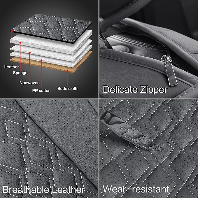 Pariitadin Leather Car Seat Covers Full Set, Waterproof Breathable Faux Leather