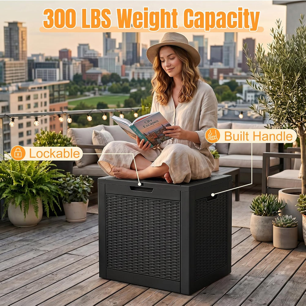 Outdoor Storage Box,42 Gallon Waterproof Resin Patio Deck Box