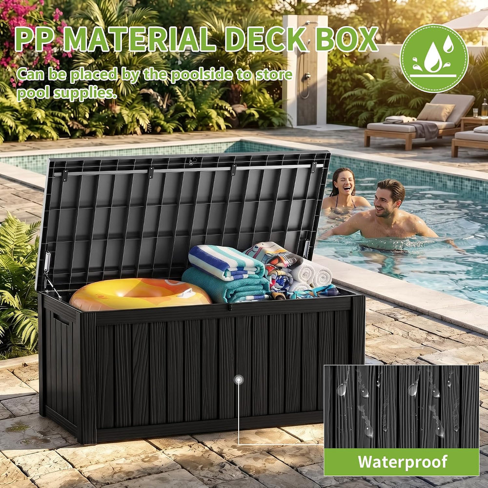 ROJIK 170 Gallon Waterproof Outdoor Deck Storage Box, UV Resistant๏ผ Lockable ...