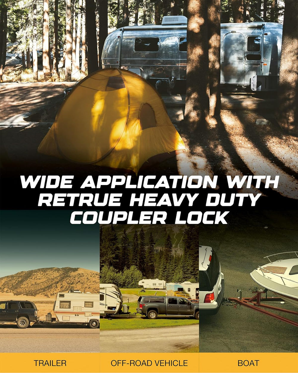 RETRUE Heavy-Duty Universal Coupler Lock Trailer Locks Ball Hitch Trailer Hit...