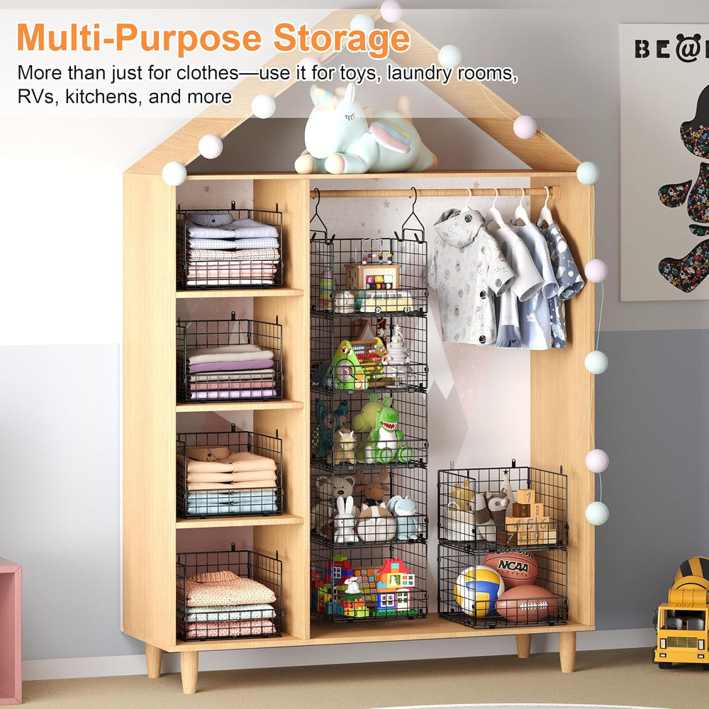 Sonyabecca 5-Tier Hanging Closet Organizer โ Black Closet Storage Shelves wit...
