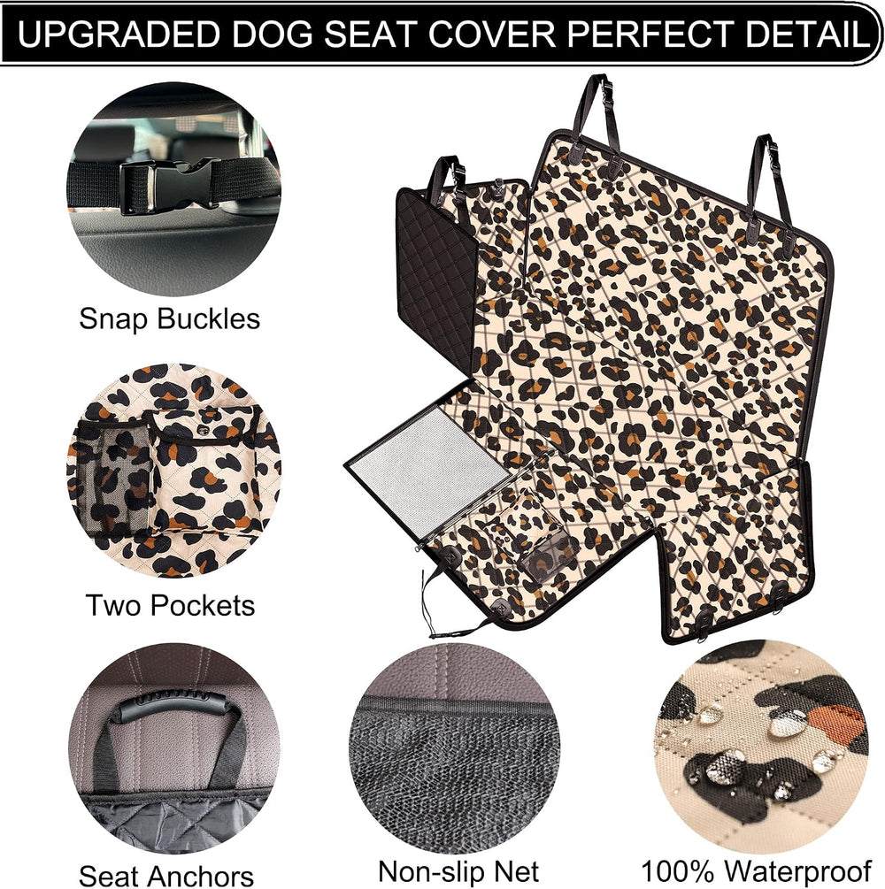 Dog Car Seat Cover, Waterproof Nonslip Pet Seat Cover for Back Seat with Stor...