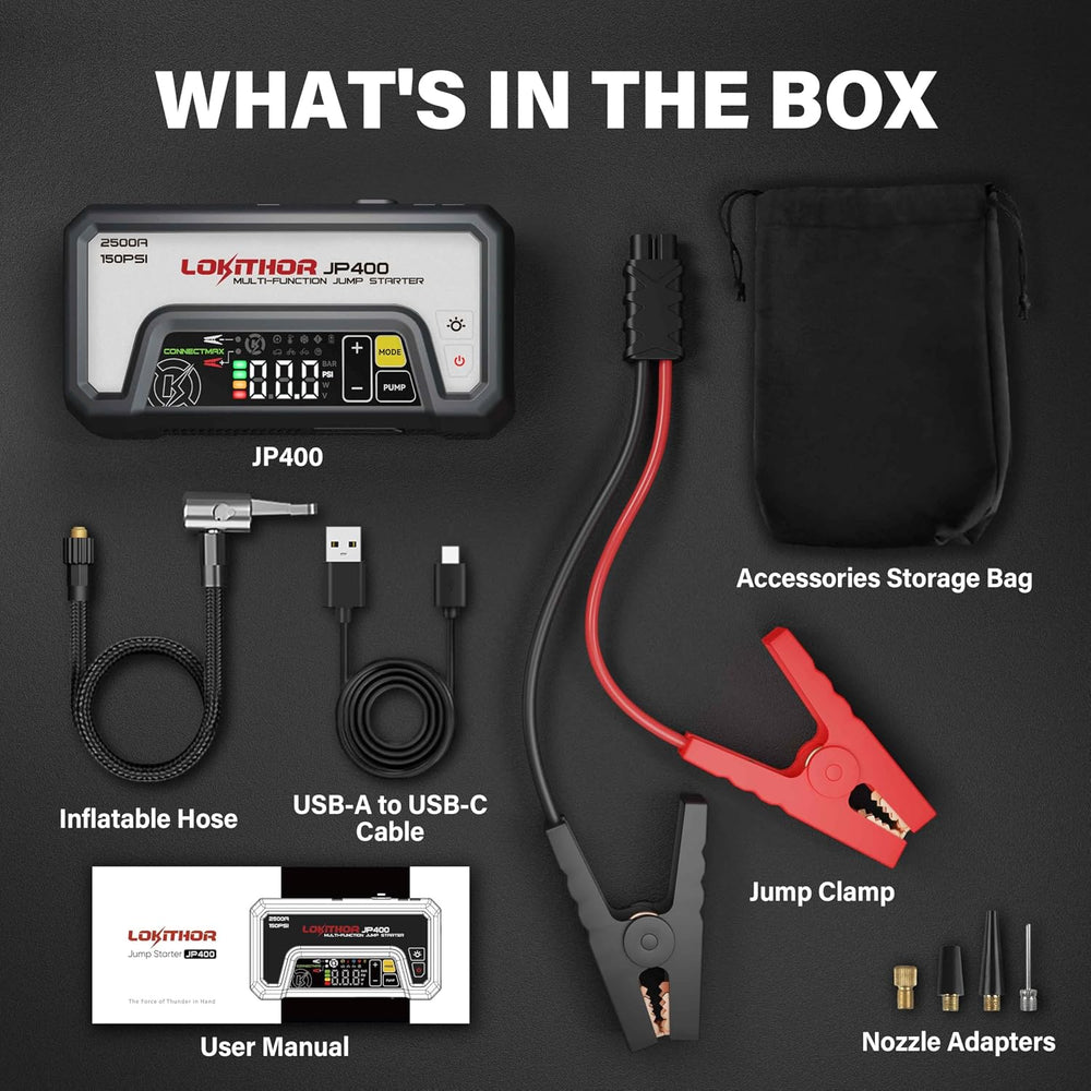 LOKITHOR JP400 Jump Starter with Air Compressor for 8.5L Gas/6.5L Diesel
