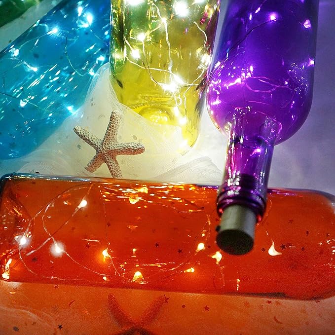 Wine Bottle Lights with Cork, Battery Operated 30 Pack 20 LED Cork Shape Silv...