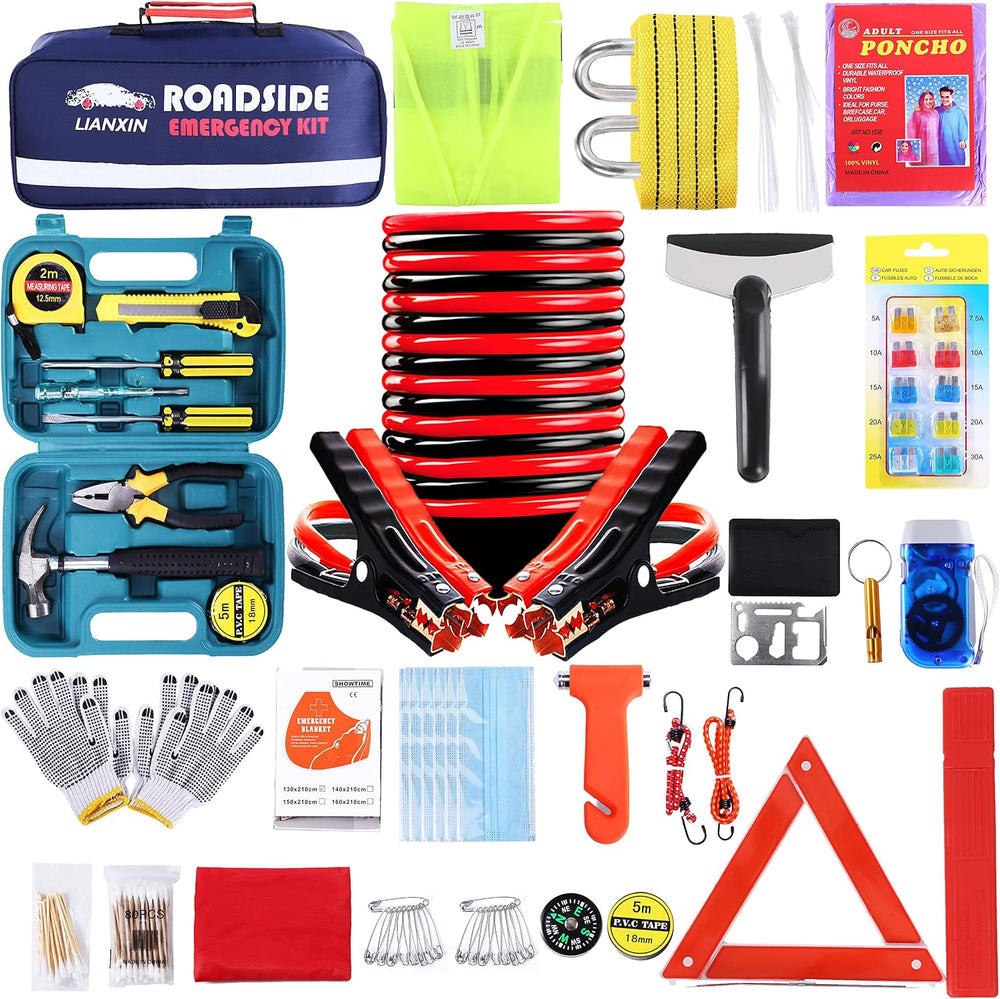 Emergency Roadside Kit for Car ,Safety Car Kit with Jumper Cables