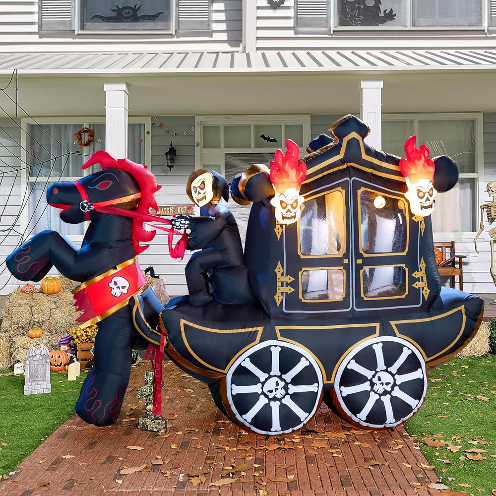 Joiedomi 10 Ft Long Halloween Inflatables Carriage Outdoor Decorations with H...
