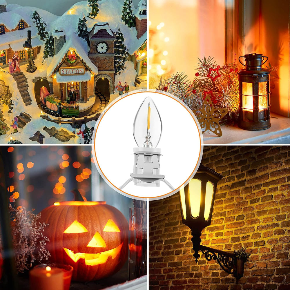 2 Pack Accessory Cord with 24 LED Light Bulb, C7 Cord Clip Christmas Village ...