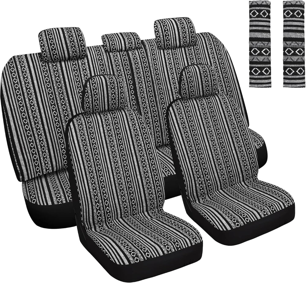 HAIYAOTIMES Baja Saddle Blanket Car Seat Covers Full Set with Seat Belt Pads,...