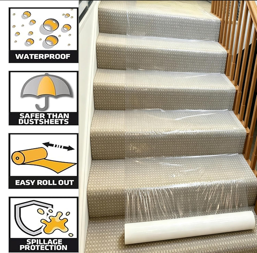YADI Carpet Protection Film Adhesive, 24" x 200' Clear Carpet Protec...