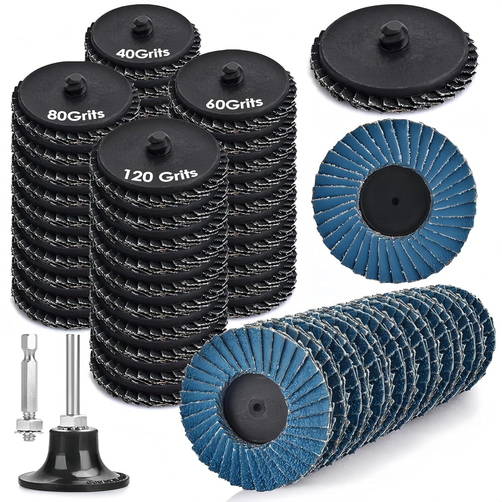 2 Inch Flap Disc, 72Pcs Roll Lock Flap Wheel Set – 40/60/80/120 Grit with 1/4...
