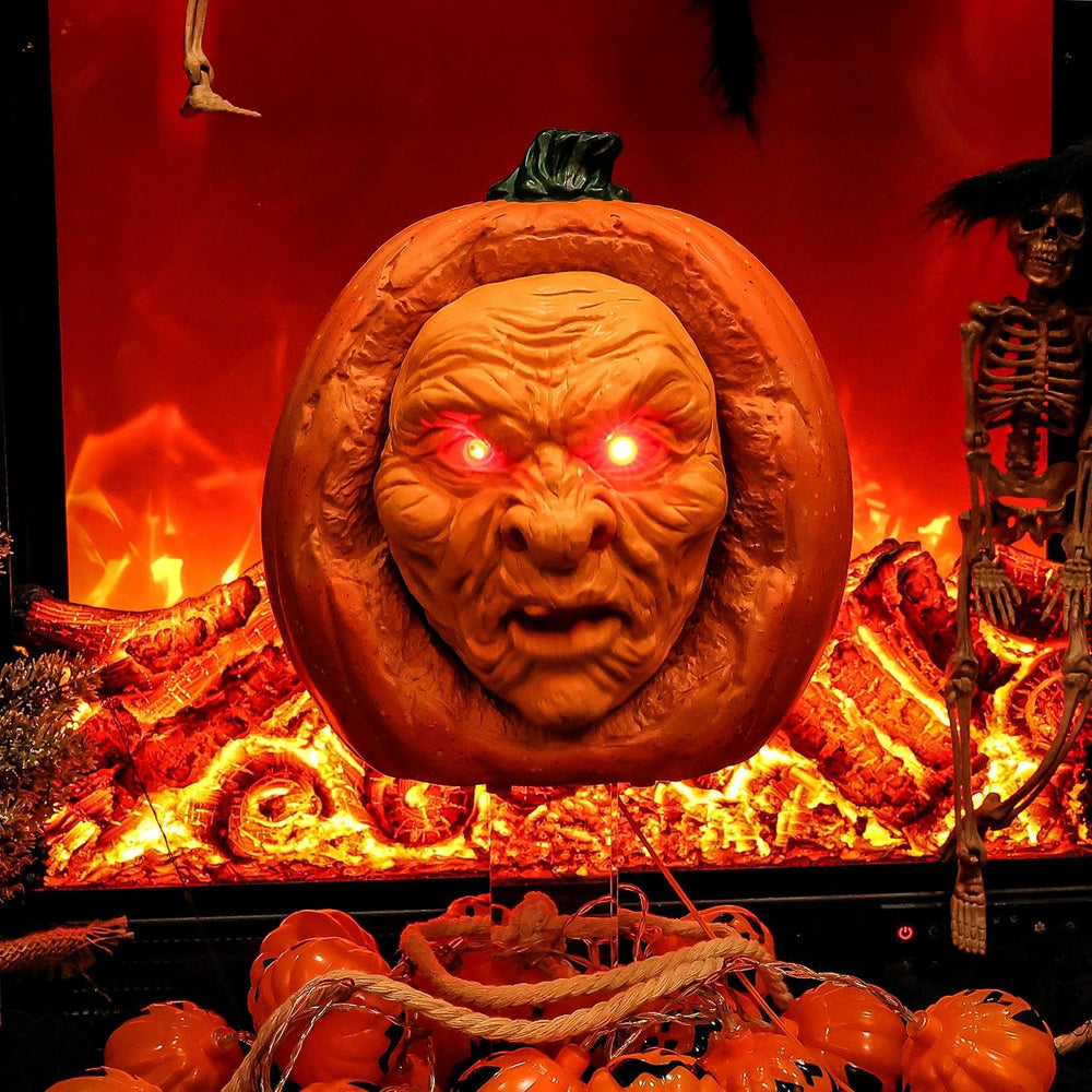 Scary Animated Pumpkin Decor for Halloween Haunted Houseโ (Orange)