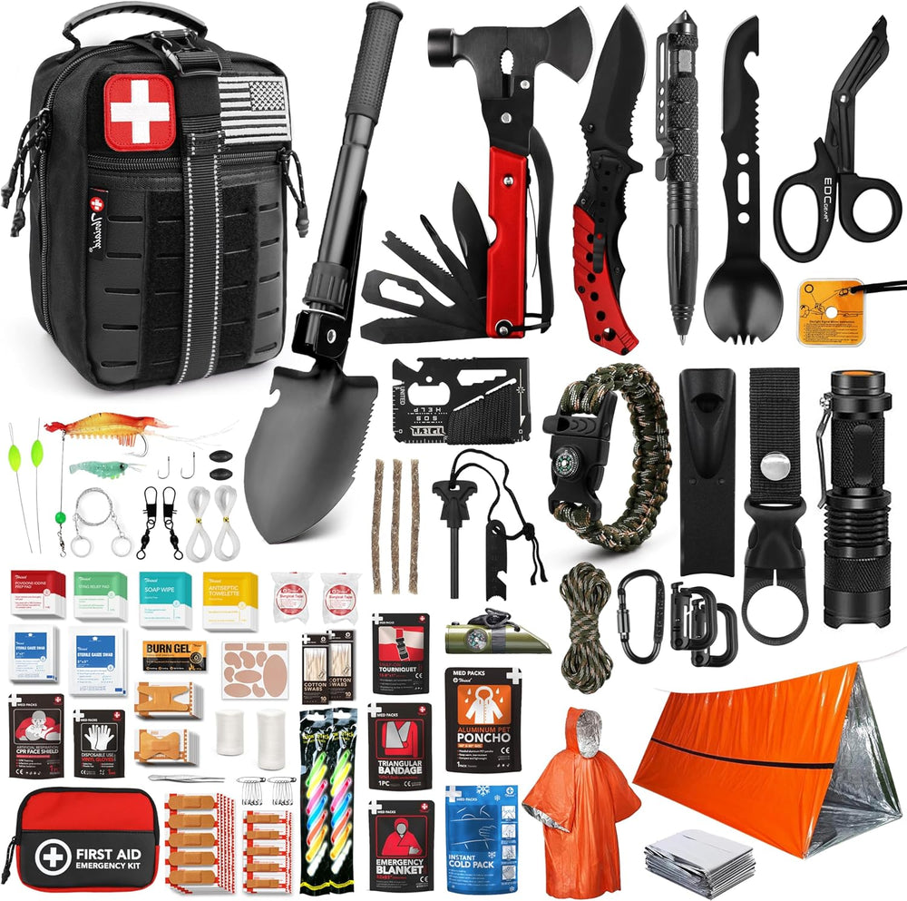 Survival First Aid Kit, 190 Pcs Survival Gear and Medical Supplies, Military ...