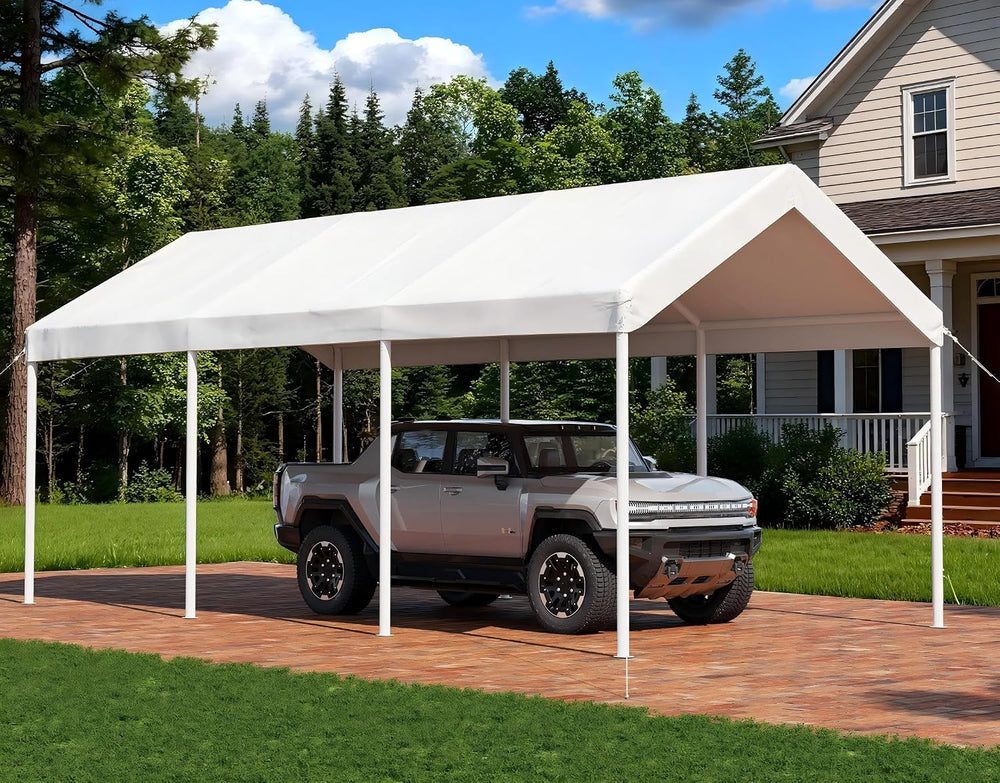 Aoxun 10x20 FT Carport, Heavy Duty Car Canopy Portable Garage, White