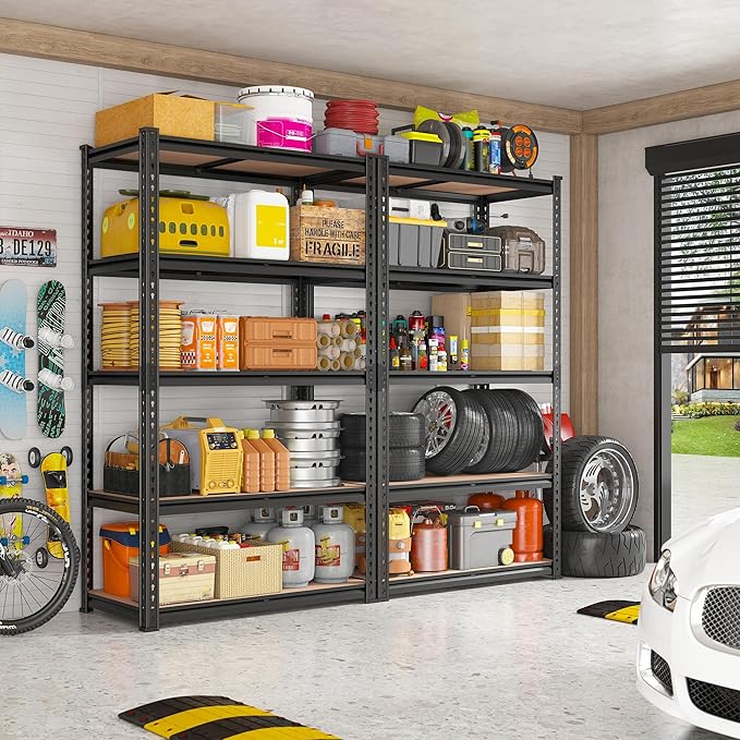 REIBII 2020LBS Storage Shelves 5 Tier Garage Shelving Heavy Duty, Adjustable ...