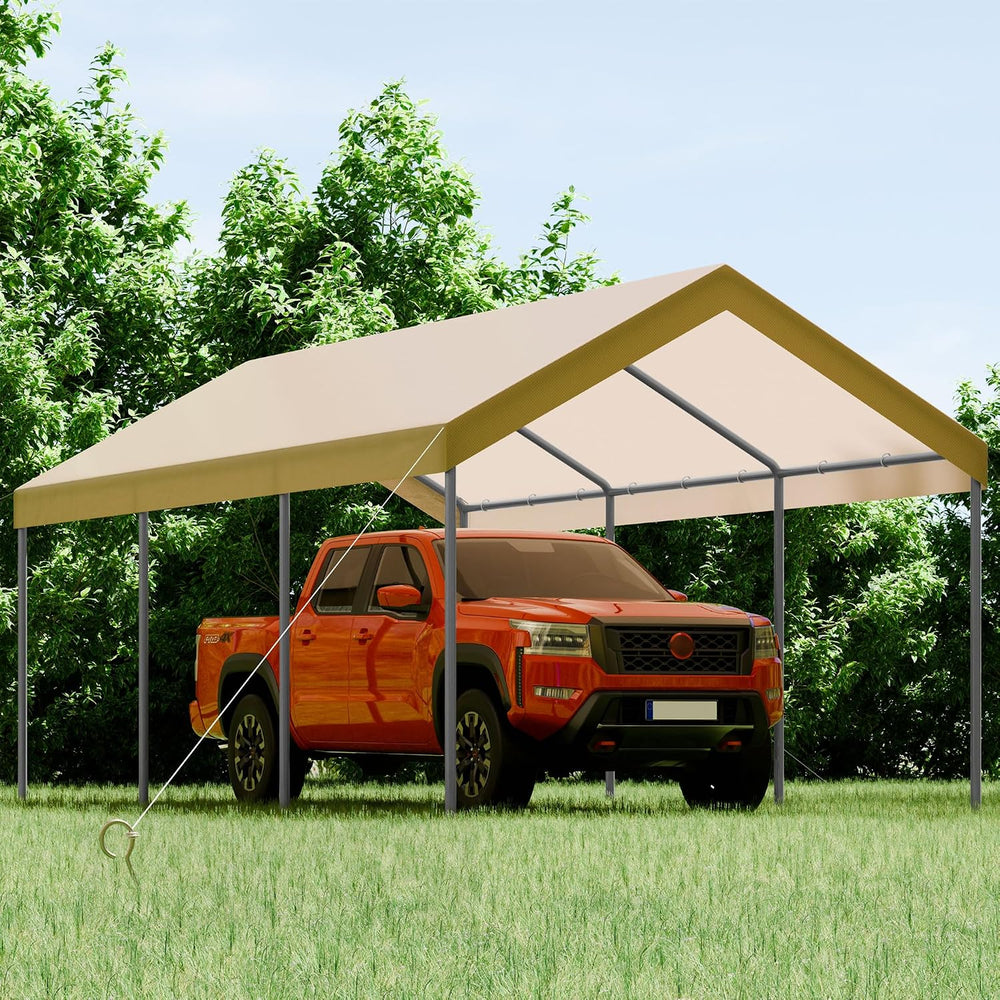 Shintenchi 10x20 FT Heavy Duty Carport,Khaki