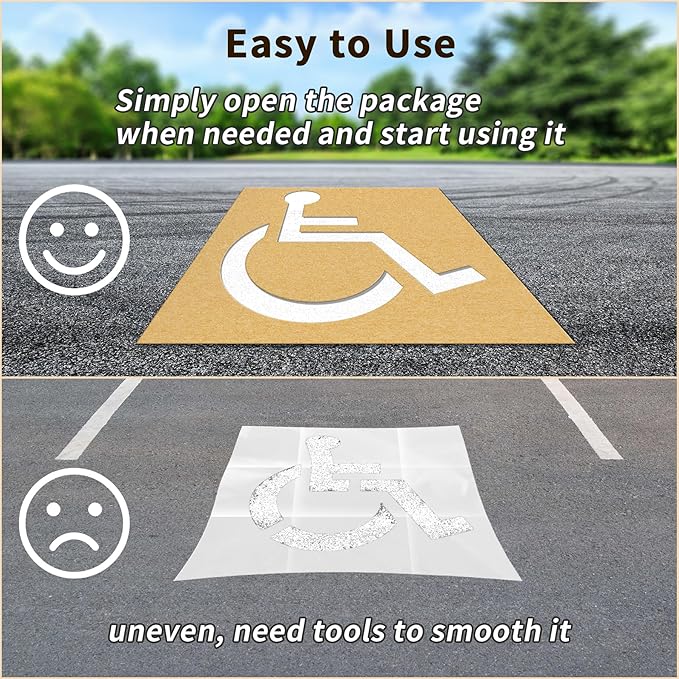 Handicap Parking Stencil, 35.5" x 33" Foldable Cardboard Parking Lo...