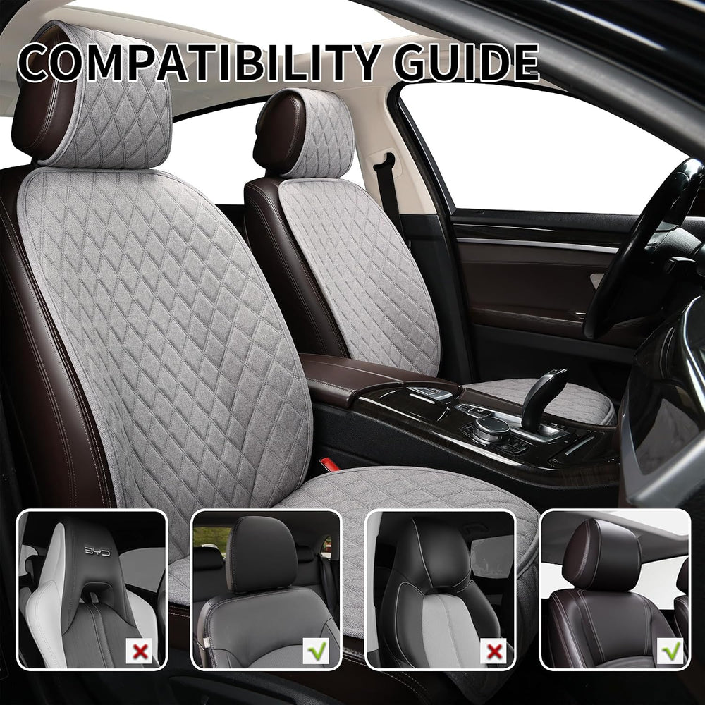 ENOGE Front Car Seat Covers, Linen Car Seat Cover, Driver Seat Protector with...