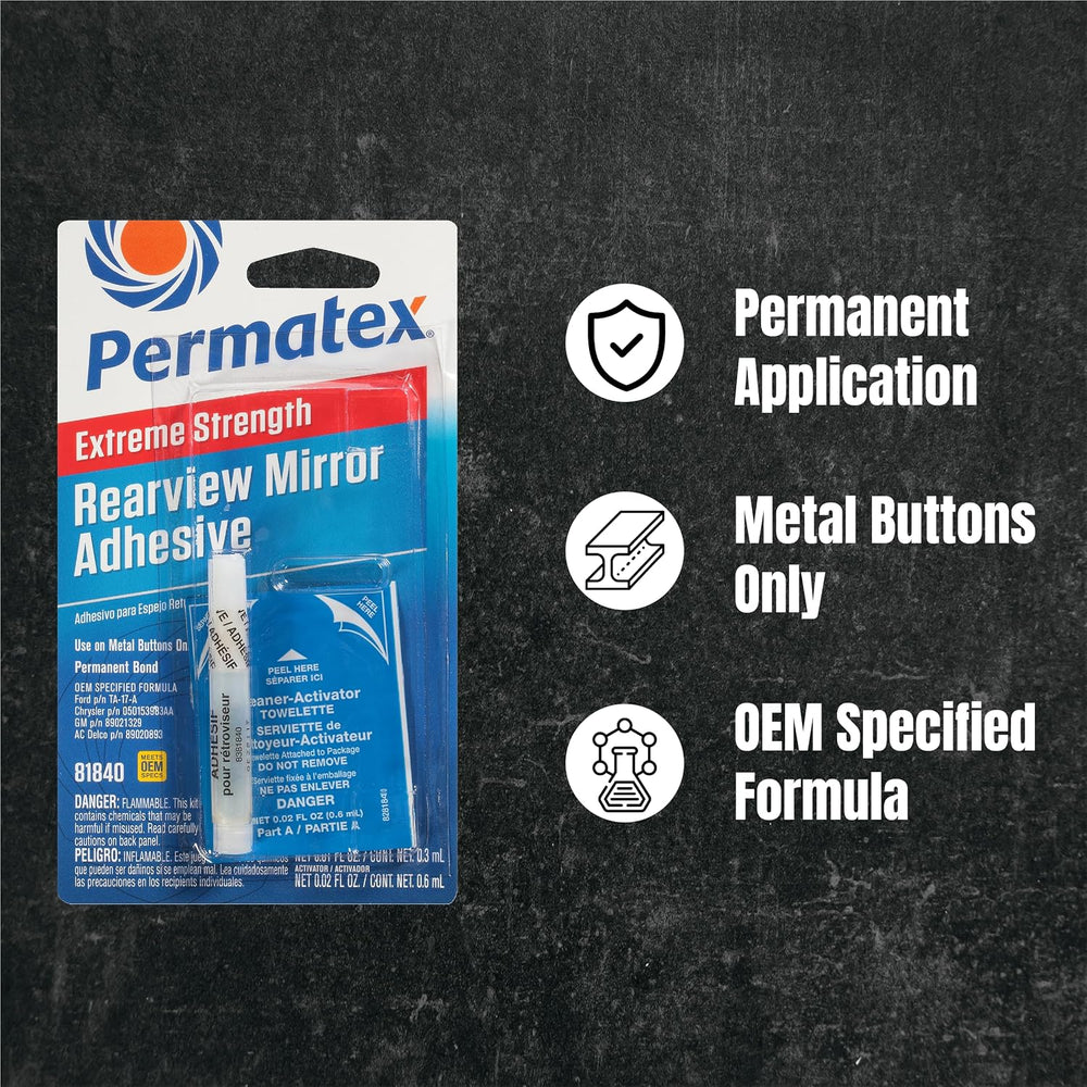 Permatex 81840-12PK Extreme Professional Strength Rearview Mirror Adhesive Ki...