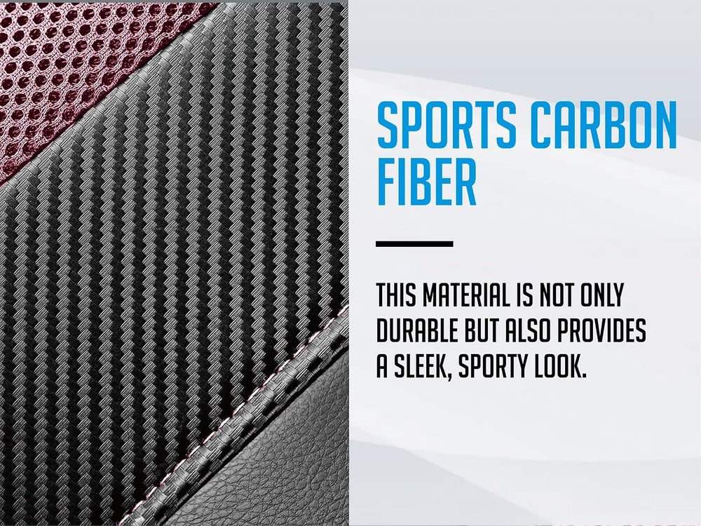 PIC AUTO Leather Car Seat Covers, Sports Carbon Fiber & Mesh Design, High...