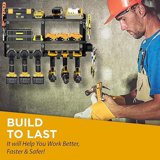 GRG Tools Heavy-Duty Power Tool Organizer – Wall Mounted Drill Rack
