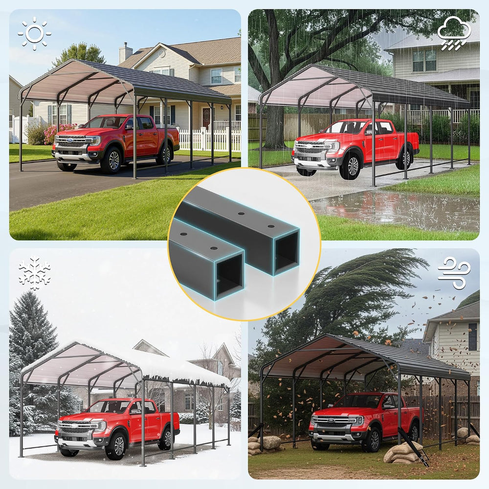 12' X 20' Metal Carport, Heavy Duty Carport with Thicker Frame and Ba...