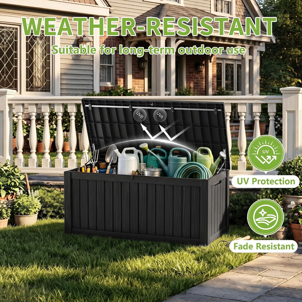 ROJIK 170 Gallon Waterproof Outdoor Deck Storage Box, UV Resistant๏ผ Lockable ...