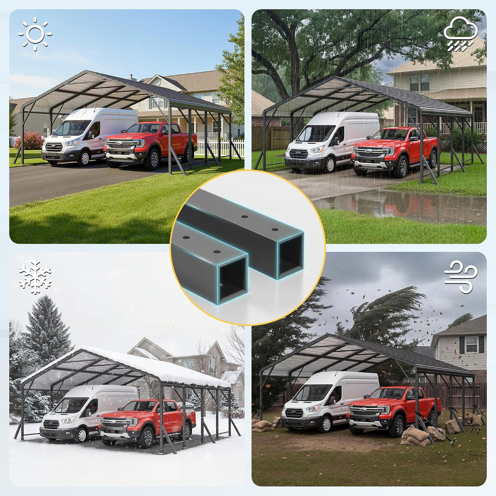 Wisteria Lane Metal Carport, Carports 20x20 Heavy Duty with Thicker Frame and...