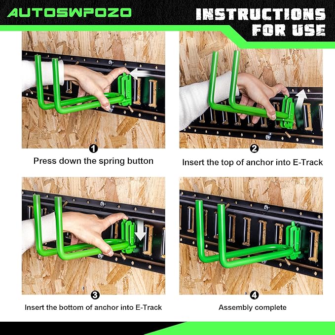 8-Pack E-Track Heavy Duty Shovel/Tool Hanger