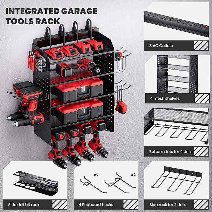 TRZZ Power Tool Organizer Wall Mount, 5-Layer Charging Station