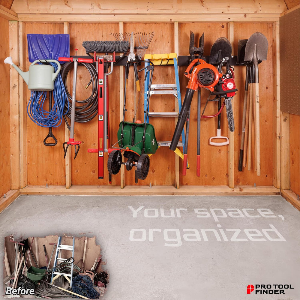 Garage Tool Organizer Wall Mount โ Heavy Gauge Steel Rack with Welded Hooks, ...