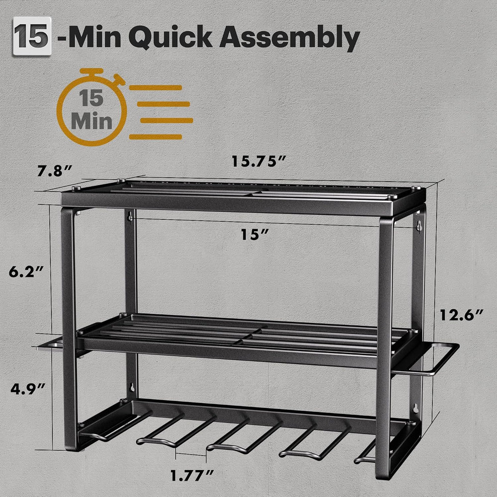 Spampur Power Tool Organizer, 3 Layers 4 Drill Holder Wall Mount