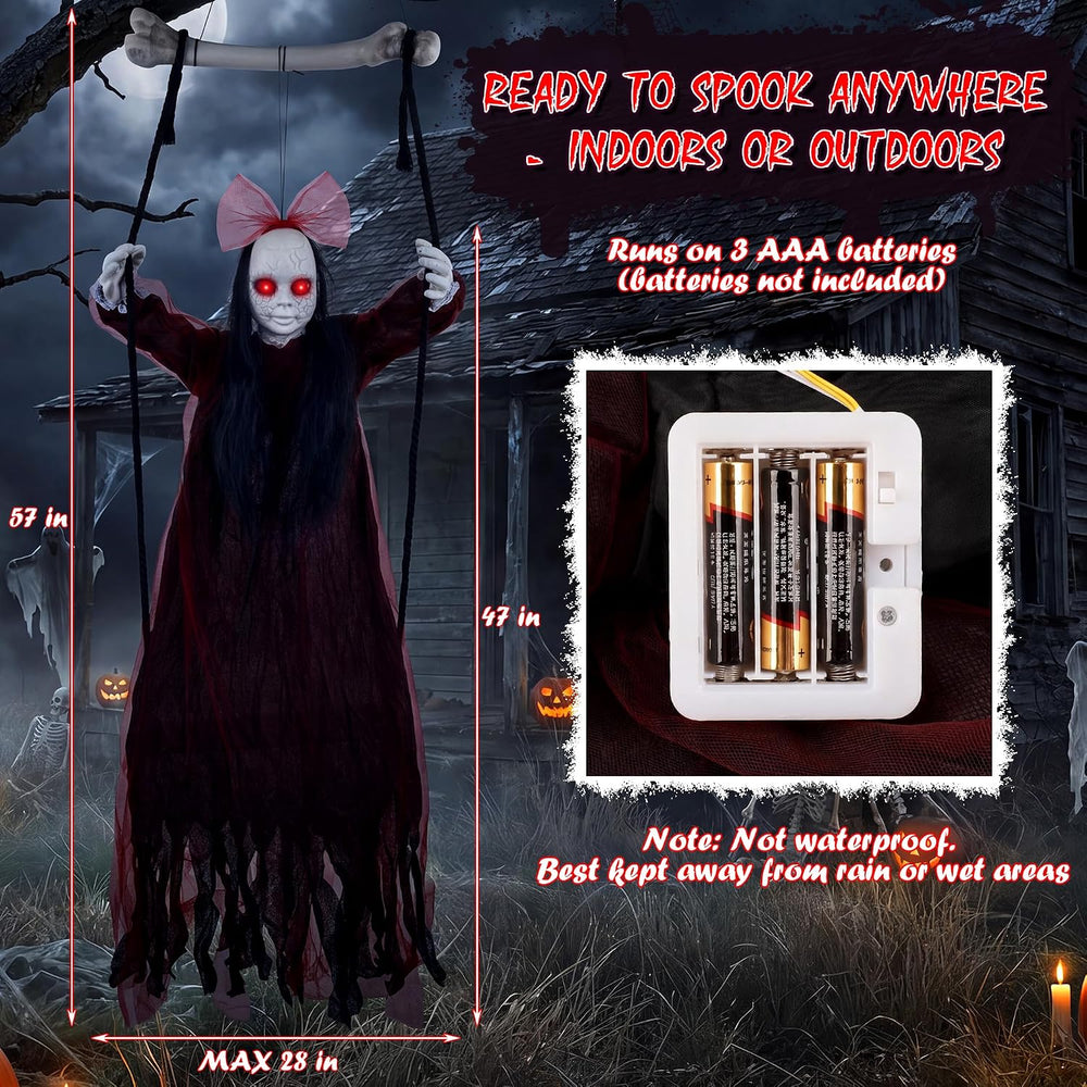 Halloween Decorations Outdoor, Creepy 57โ Hanging Swinging Ghost Doll Girl, S...