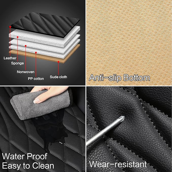 Pariitadin Leather Car Seat Covers Full Set, Waterproof Faux Leather Seat Covers
