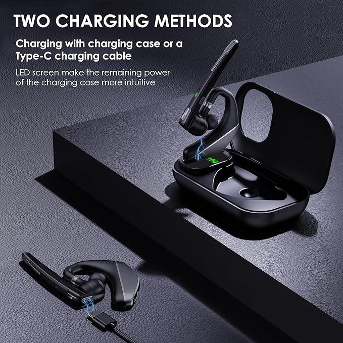 Bluetooth Headset V5.3, 96H Talktime, Wireless Earpiece