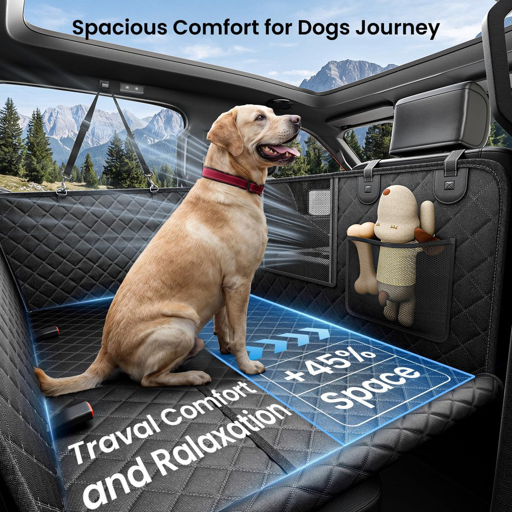 REEVAA Dog Truck Seat Cover for Back Seat, Hard Bottom, XL, Black