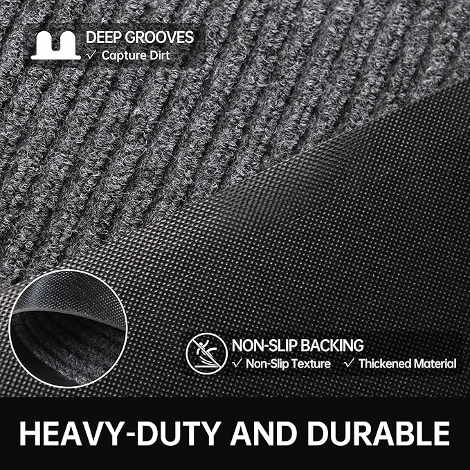 Front Door Mat, Commercial Entrance, Low Profile, Durable Rubber Backing
