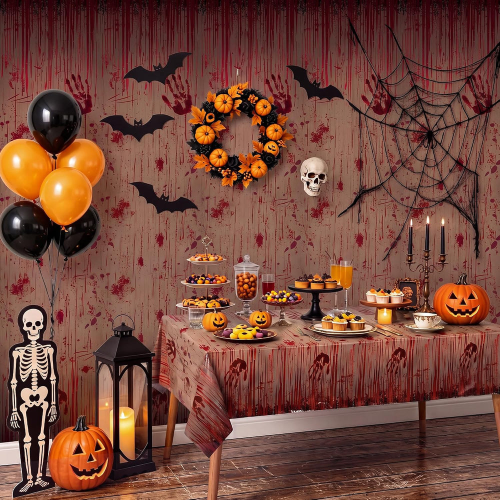 Kochorie 100 Ft x 54 Inch Halloween Bloody Party Tablecloth Roll with Cutter ...