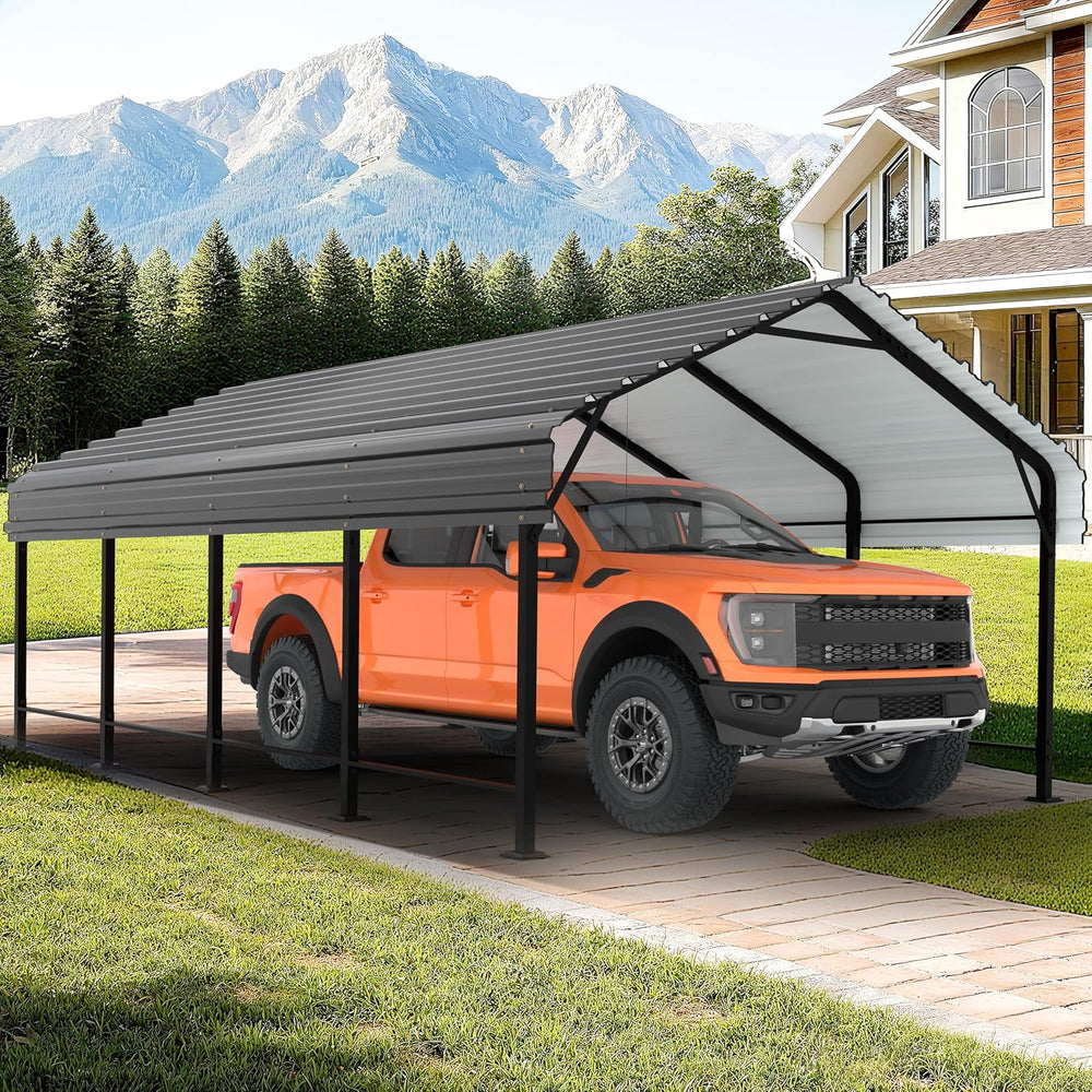Carport, Heavy Duty Carport Canopy with Galvanized Steel Roof and Frame, Meta...