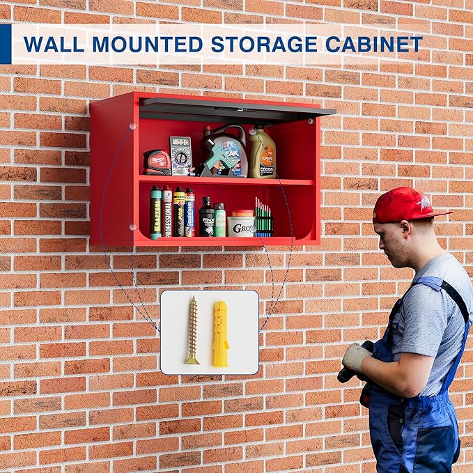 Metal Storage Cabinet Black Red Wall Cabinets