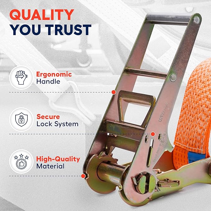 Ratchet Straps with Double J Hook 4 inch X 40 ft