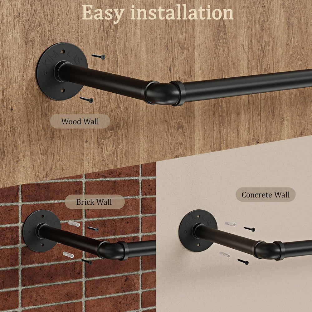 Wall Mounted Clothes Rack 2 Pack, Industrial Pipe Clothing Rack 28 Inch Black...