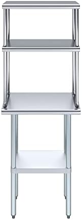 AmGood 14 in. x 24 in. Stainless Steel Work Table with Double Tier Overshelf ...
