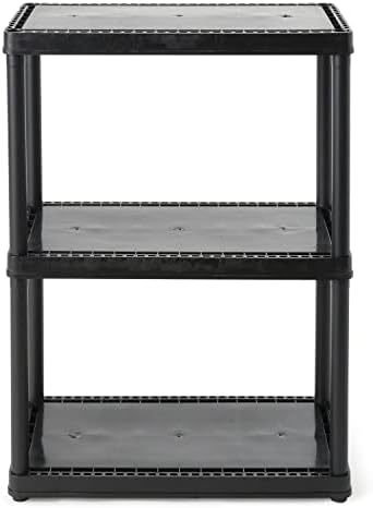 Gracious Living 33 Inch Heavy Duty 3-Shelf Light Duty Storage Shelf, Easy Ass...