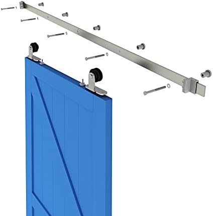 JUBEST 6.6FT Brushed Nickel Sliding Barn Door Hardware Track Kit